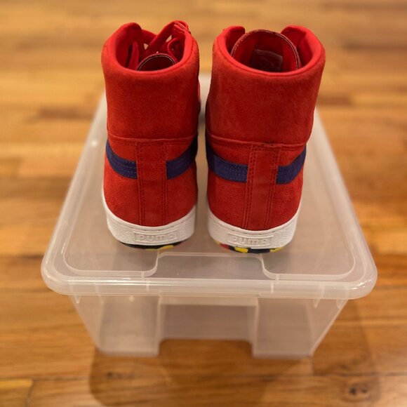 Puma High-top Red Suede with Navy Blue sneakers, Size 13 US - Picture 4 of 6